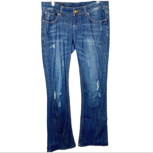 Buffalo Mid Rise Stretch Flare Blue Denim Jeans Size 28 - Picture 1 of 6